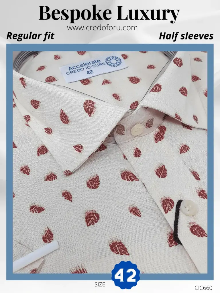 Credo Imported Brown Floral Print On Beige Half Sleeve Shirt(660)