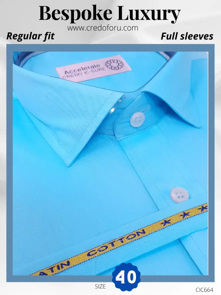 Italian Fabric Turquoise Blue Full Sleeve Shirt(664)
