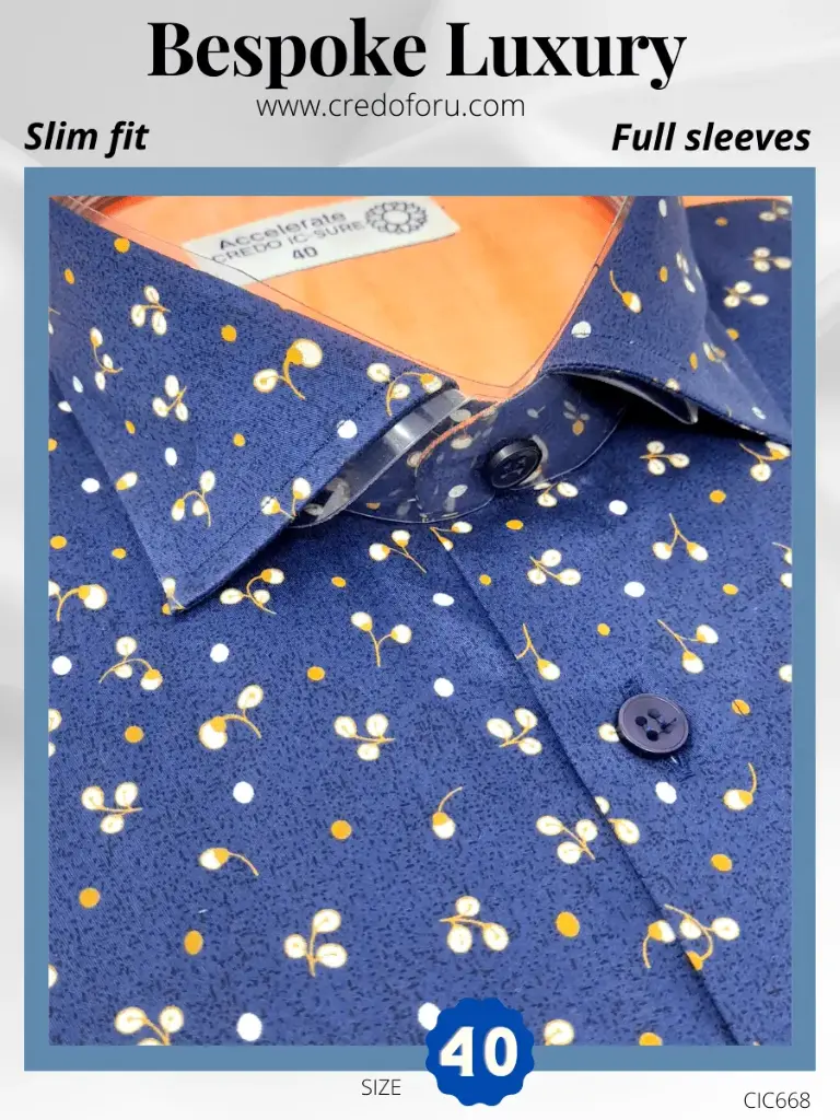 Credo Imported Blue Printed And Peach Full Sleeve Shirt(668)