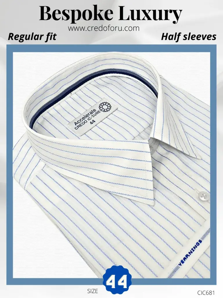 Raymond Fabric Blue White Strike Full Sleeve Shirt