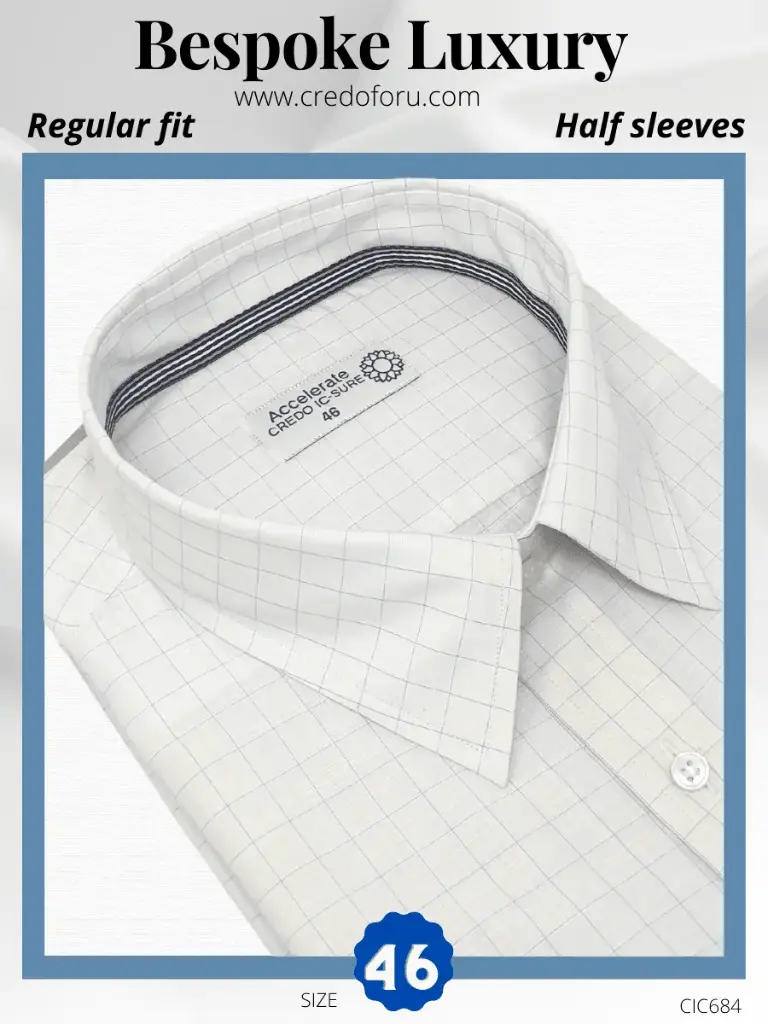 [credo-imported-white-blue-check-half-sleeve-shirt684-46-1] Credo Imported White Blue Check Half Sleeve Shirt(684)