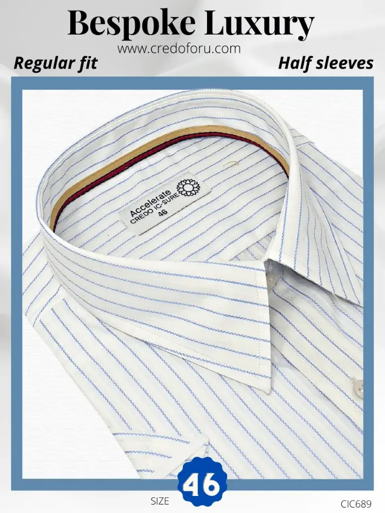 Credo Imported White Blue Strike Half Sleeve Shirt(689)