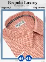 Credo Imported Orange White Check Half Sleeve Shirt(690)