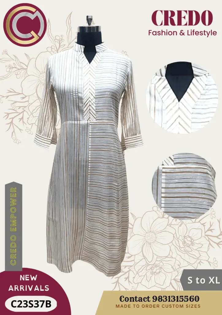 Chanderi silk striped kurti