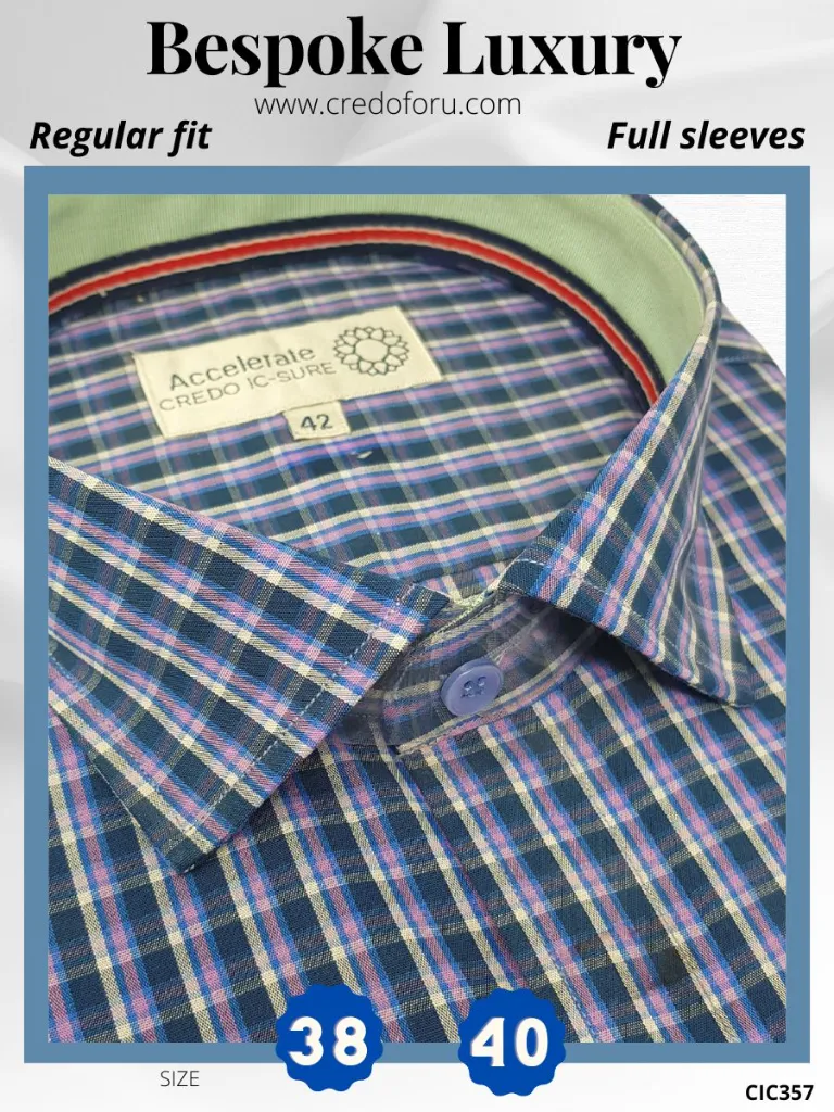 Arvind Fabric Pink Check on Blue Formal Shirt (38)
