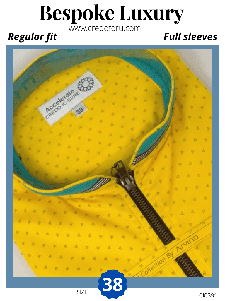 yellow chinse collar shirt with front zip