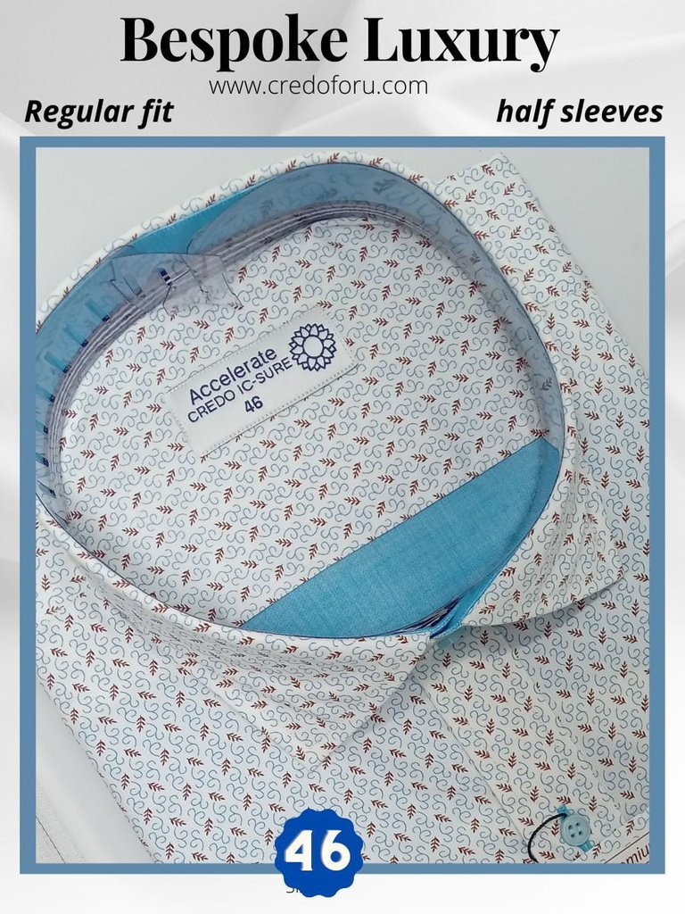 Sky and white printed combined half sleeve shirt 793