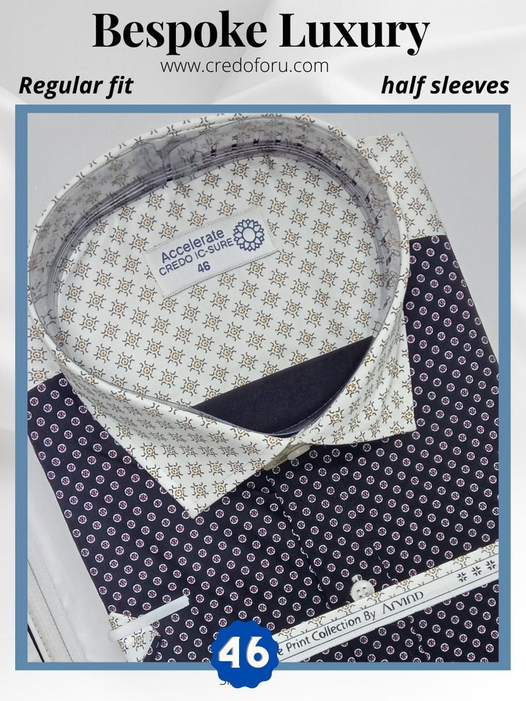 [black-and-white-printed-combined-half-sleeve-shirt-794] Black and white printed combined half sleeve shirt 794