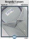 Green and blue square prints on white Raymond shirt(907)