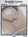 Brown geometric prints on white Raymond shirt(890)