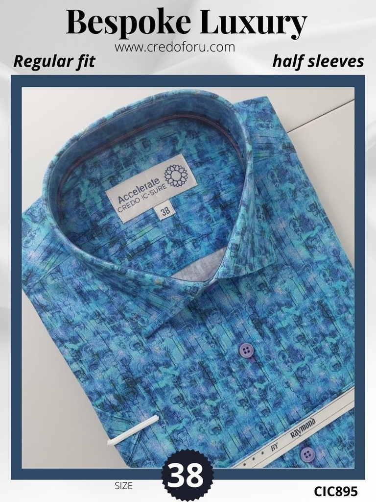 Ocean blue printed Raymond shirt(895)