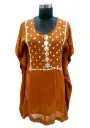 women's Brown colour mirror work kaftan