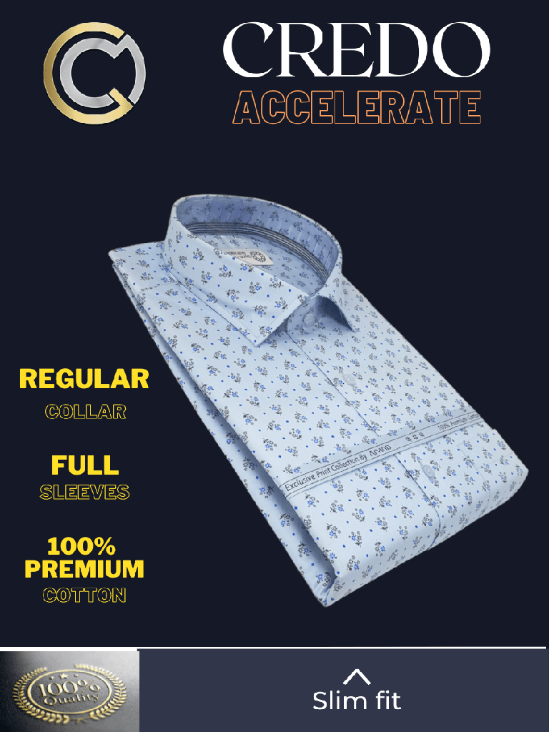 Arvind Fabric Sky Blue Printed Formal Shirt(45) (42)