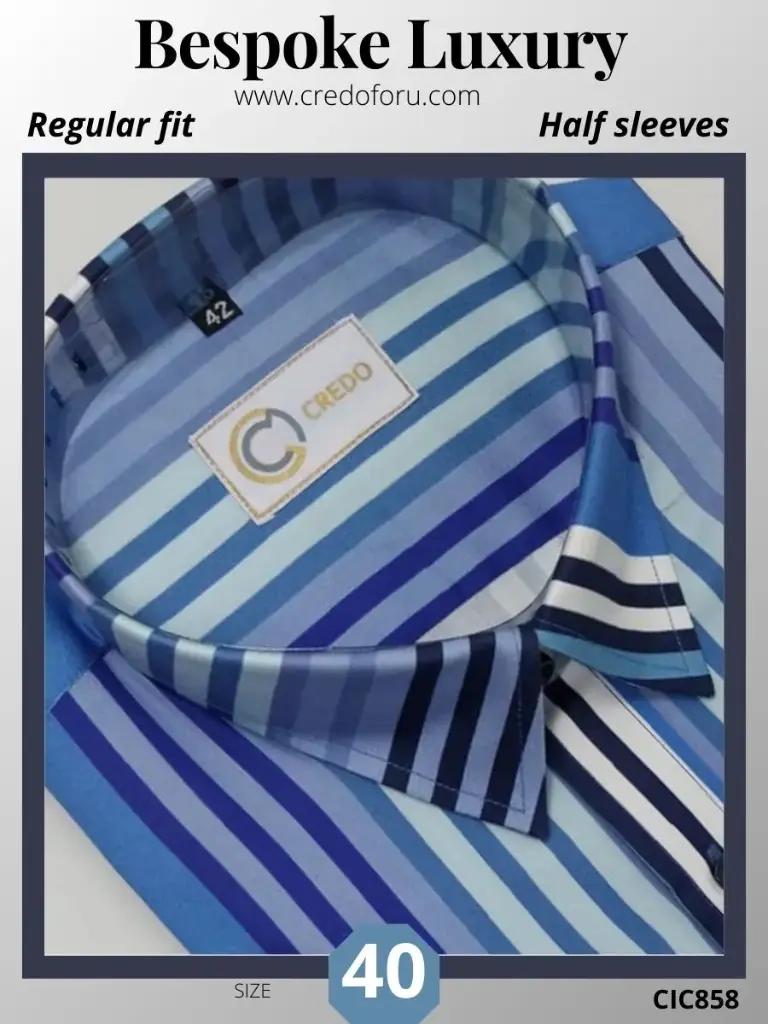 Light and Deep Blue Stripe Formal Shirt(858)