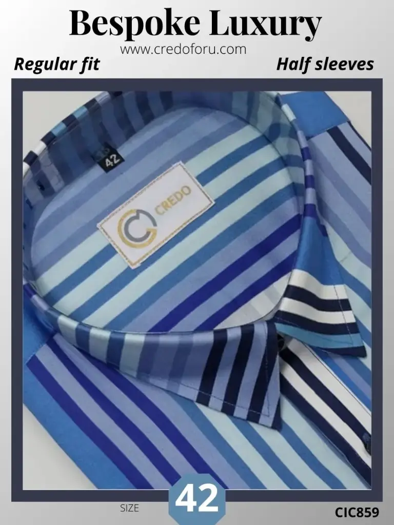 Light and Deep Blue Stripe Formal Shirt(859)