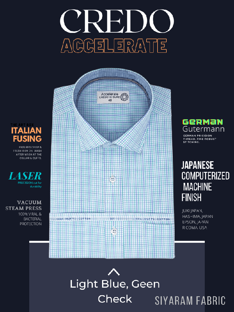 [light-blue-green-check-formal-shirt-40] Light Blue & Green Check Formal Shirt(13)