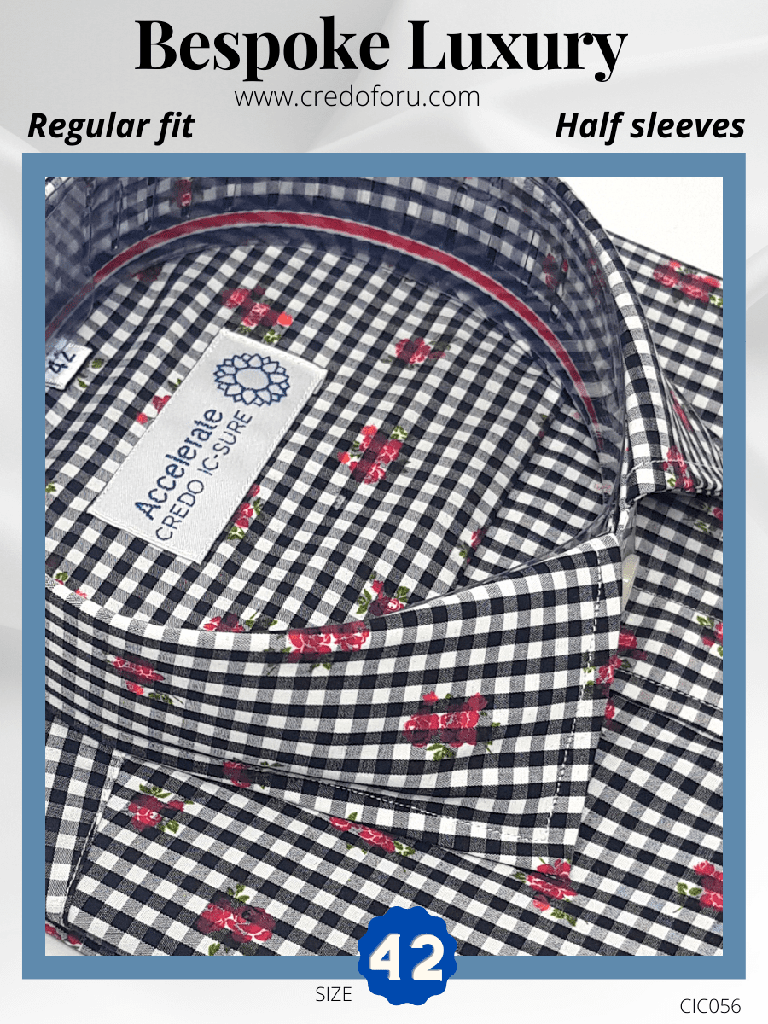 Black Check & Printed Formal Shirt(56)