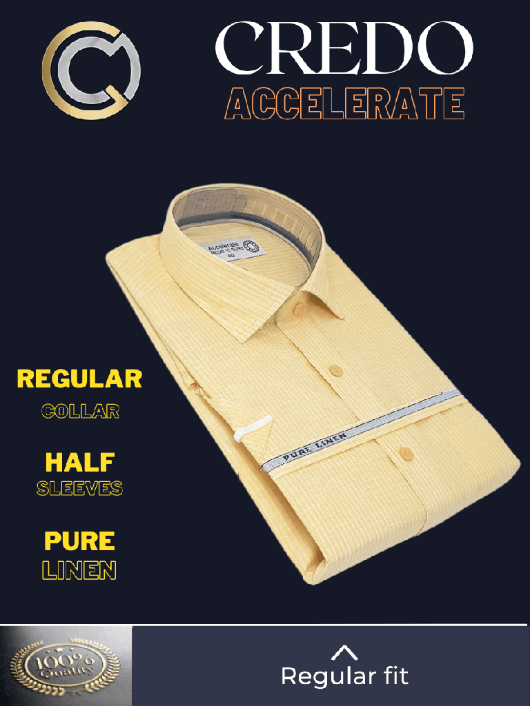 Raymond Fabric Light Yellow Stripe Formal Shirt(66)