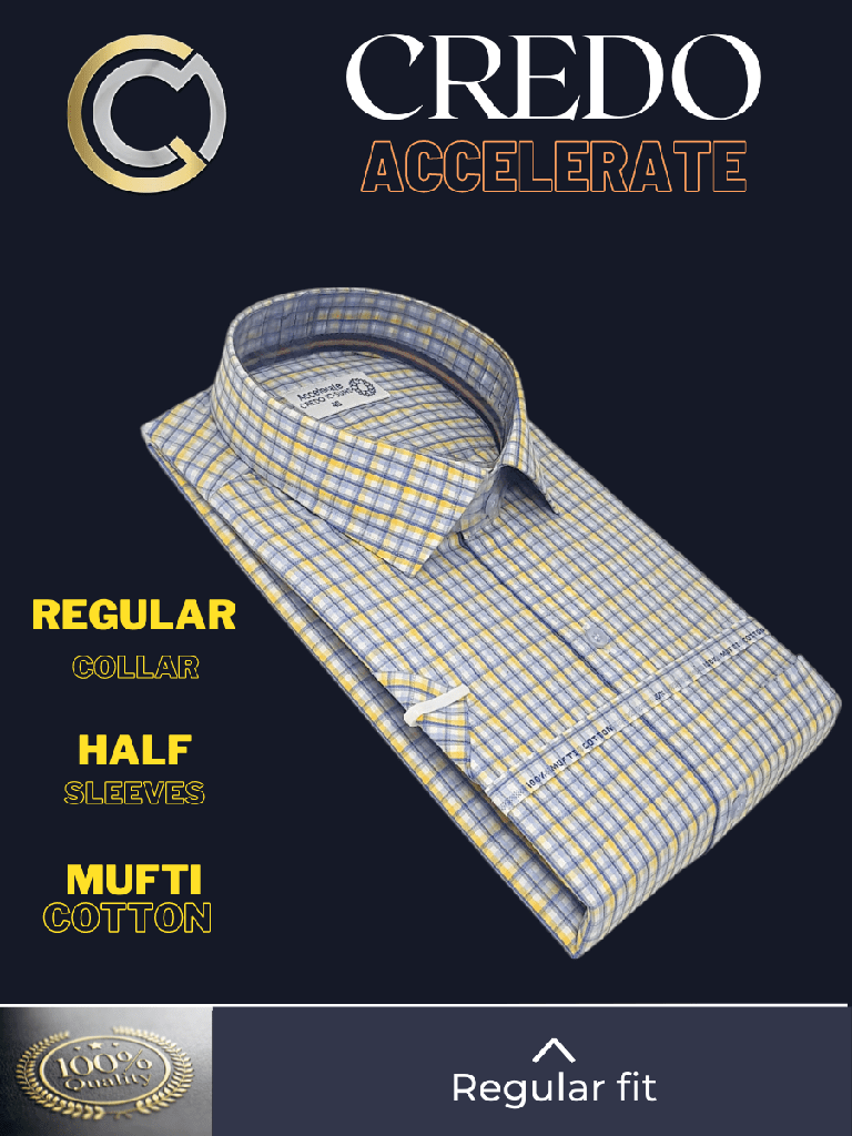 Siyaram Fabric Light Blue & Yellow Check Formal Shirt