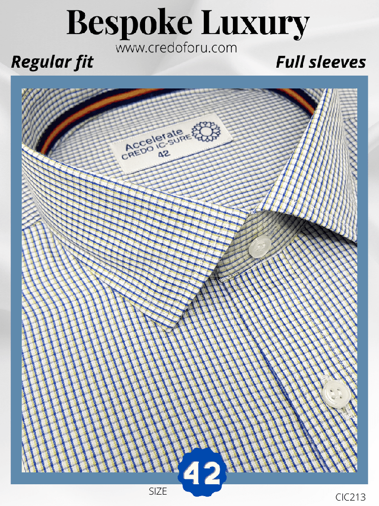 [blue-check-white-formal-shirt-42] Raymond Fabric Blue Check White Formal Shirt(213)