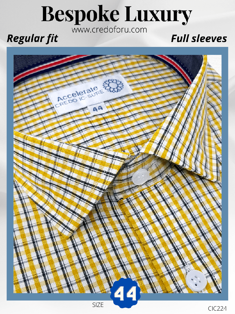 Arvind Fabric Yellow Check Formal Shirt