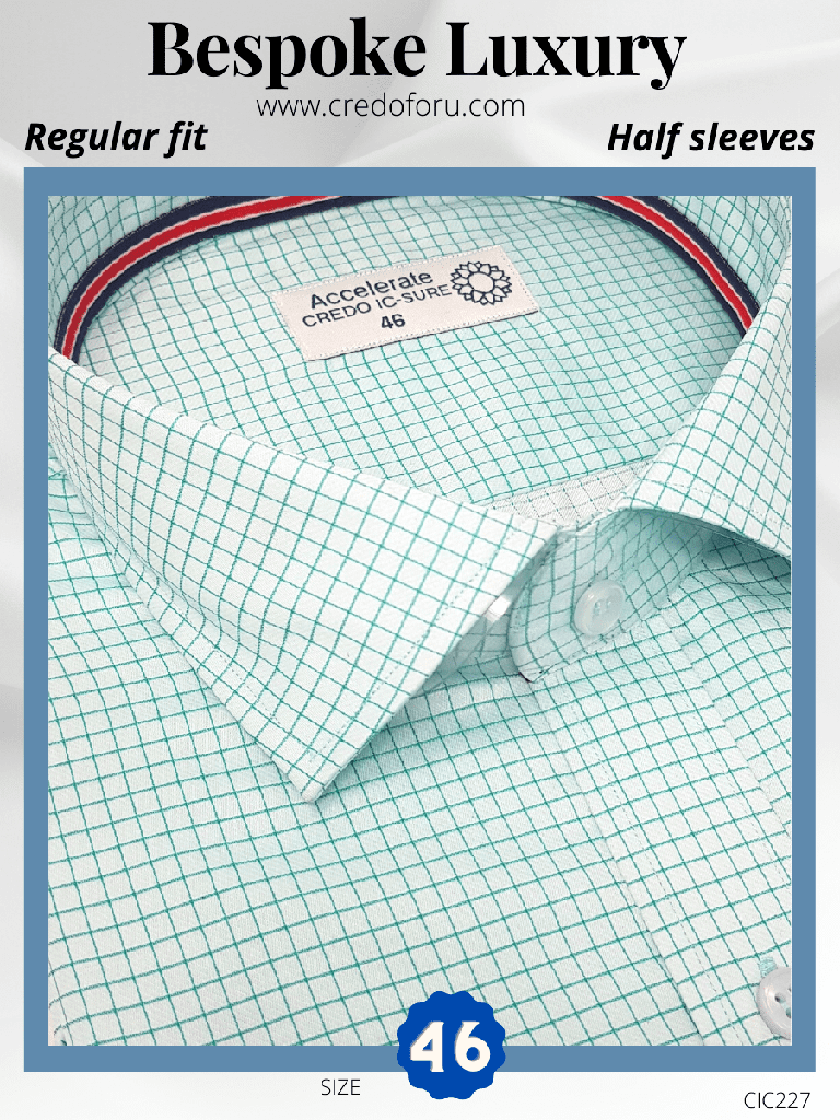 Siyaram Fabric Green Check Formal Shirt