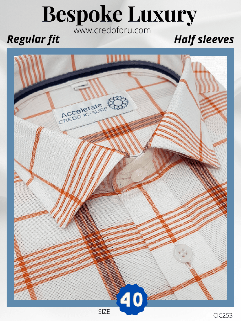 [orange-and-white-check-formal-shirt-40] Orange and White Check Formal shirt