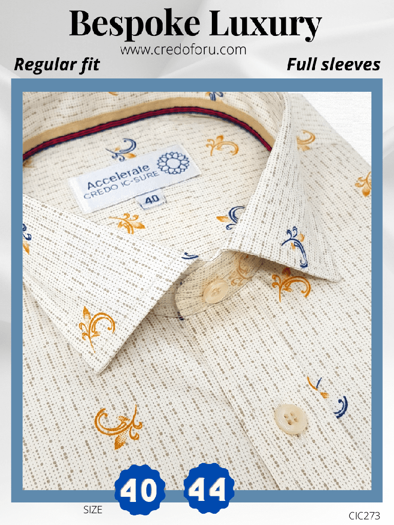 [beige-printedwhite-formal-shirt-44] Beige Printed,White Formal Shirt