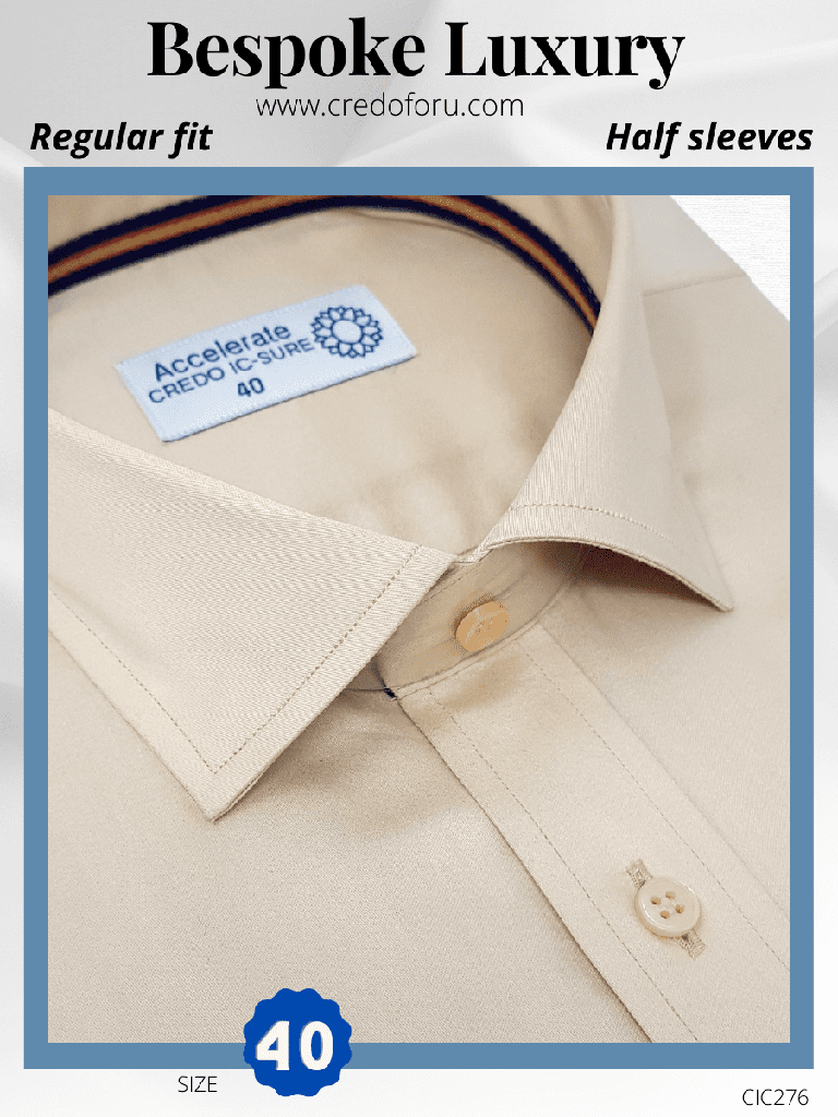 Beige Plain Formal Shirt