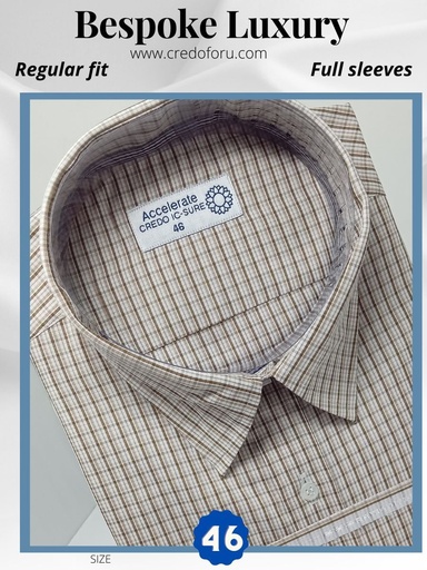 [brown-and-white-checks-full-sleeve-shirt-791] Brown and white checks full sleeve shirt 791