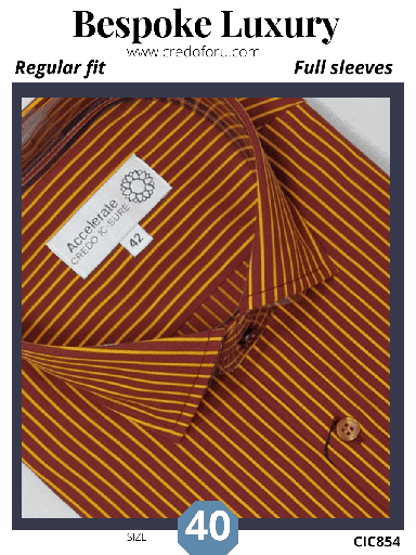 [yellow-stripe-on-maroon-full-sleeve-formal-shirt-854] Yellow stripe on maroon full sleeve formal shirt (854)