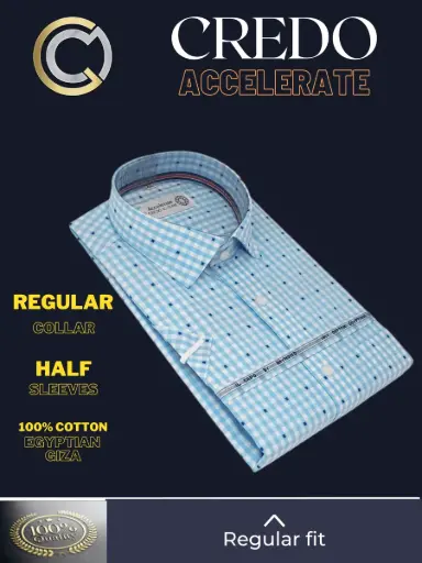 [raymond-light-blue-check-shirt-42] Raymond Fabric Light Blue Check Formal Shirt(03)