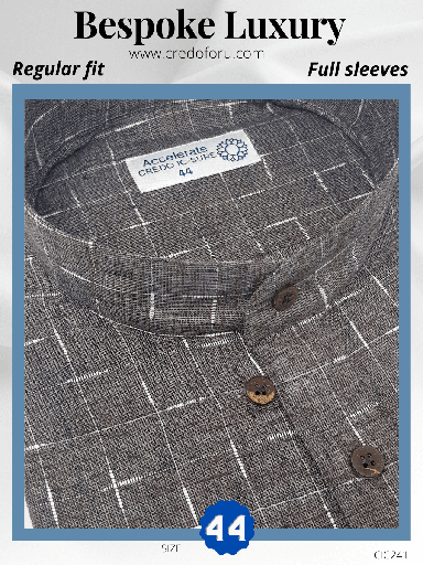 [white-check-on-grey-casual-shirt-44] White Check on Grey Casual Shirt