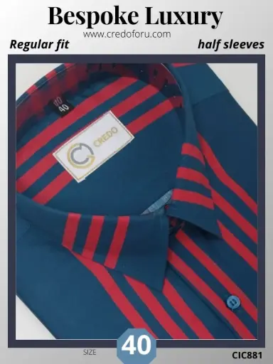 Red Stripe On Blue Shirt(881)