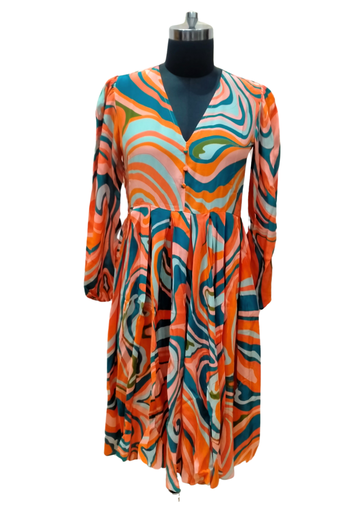 [womens-multicolor-short-sleeves-and-long-dress-with-v-neckline-red-1] WOMEN'S MULTICOLOR SHORT SLEEVES AND LONG DRESS WITH V-NECKLINE