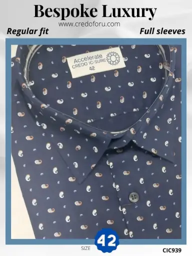 Navy Blue Pasely Printed Mens Shirt(939)